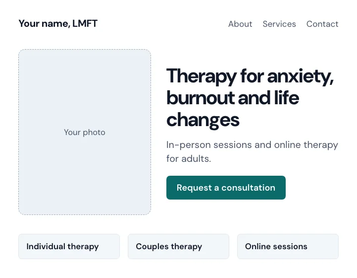 Example: a therapy practice site, design 2 of 3