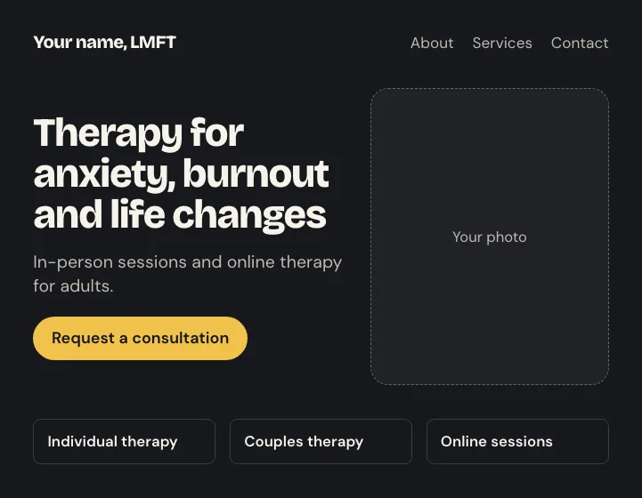 Example: a therapy practice site, design 3 of 3